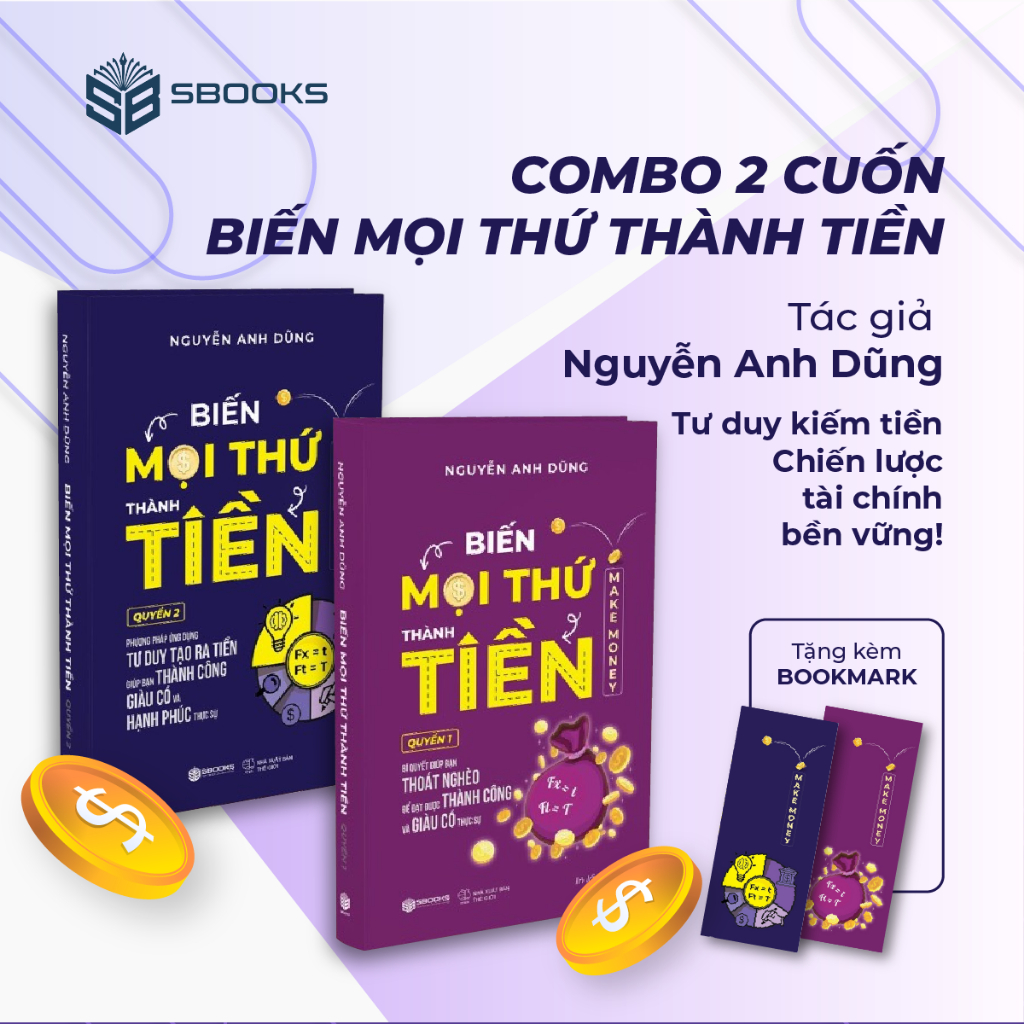 Sách - Combo 2 Cuốn Biến Mọi Thứ Thành Tiền (Quyển 1+2) - Nguyễn Anh Dũng - SBOOKS