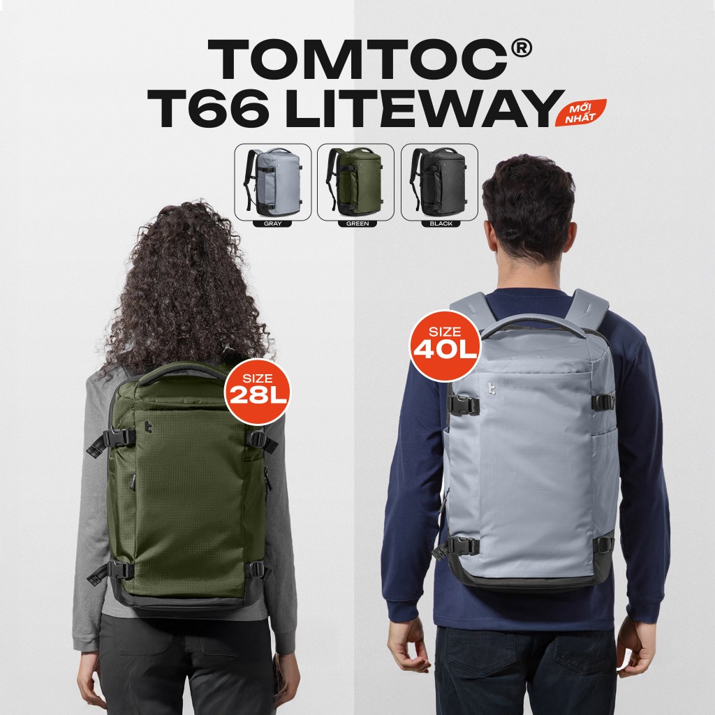 Ba lô Nam Thời Trang, Balo Du Lịch Cỡ Lớn Có Ngăn Laptop 16-17" 28L - 40L Rất Nhiều Ngăn Tomtoc Trav