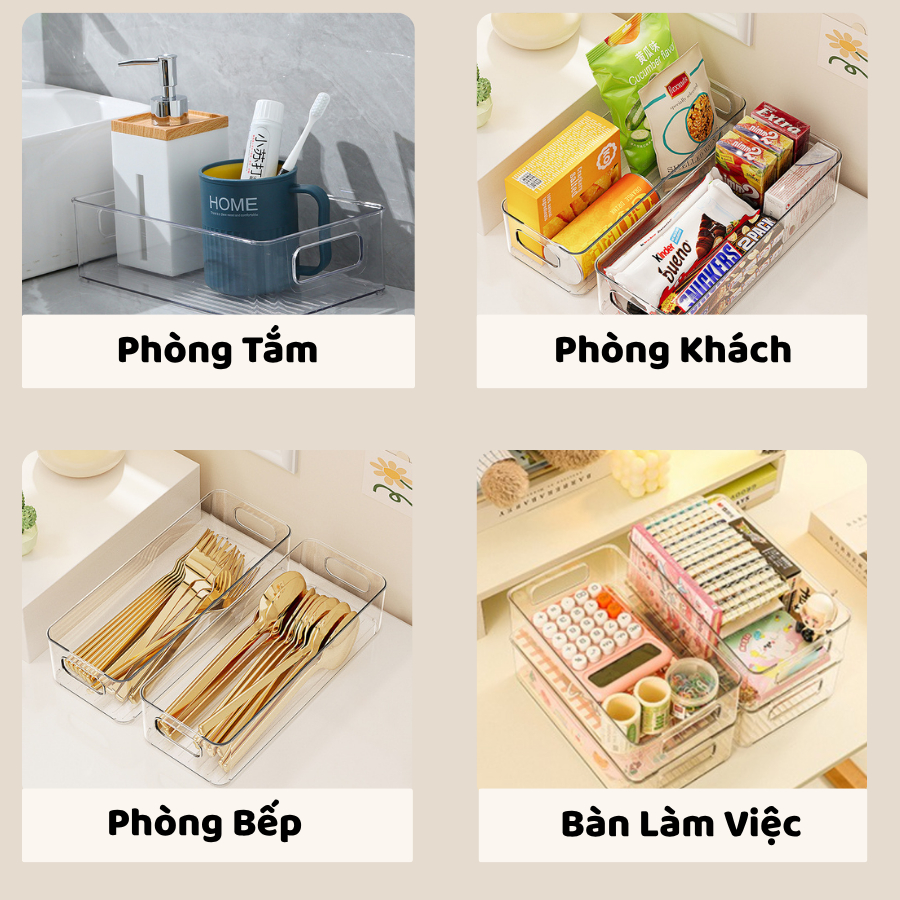 Khay Nhựa Trong Suốt Đựng Mỹ Phẩm ENODA HOME, Khay Đựng Đồ Đa Năng Để Bàn Có Thể Xếp Chồng Q059 | BigBuy360 - bigbuy360.vn