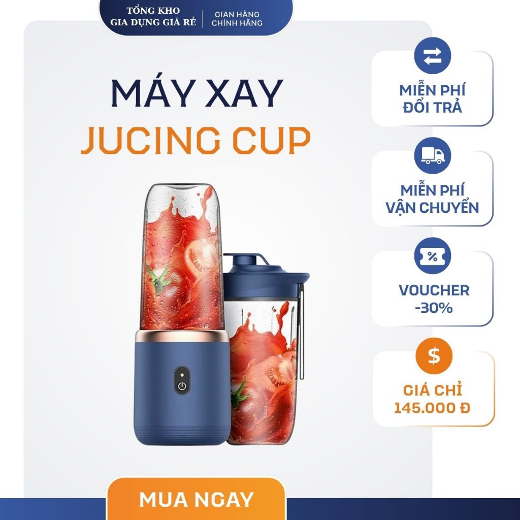 Máy Xay Sinh Tố Juicing Cup 300ML Cầm Tay 6 Lưỡi  Sử Dụng Pin Sạc Cổng USB Siêu Tiện Lợi_MX4