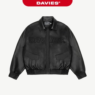  Áo khoác bomber da nam thêu chữ DAVIES form rộng lót dù thoáng mát có túi áo trong Varsity Leather Jacket 2.0 | D35-AK3 