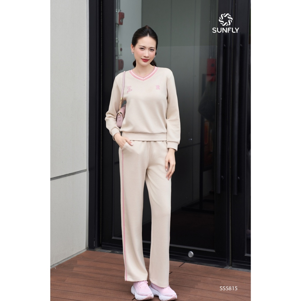 SS5815 Đồ bộ thể thao nữ ponte áo dài tay cổ bo quần dài