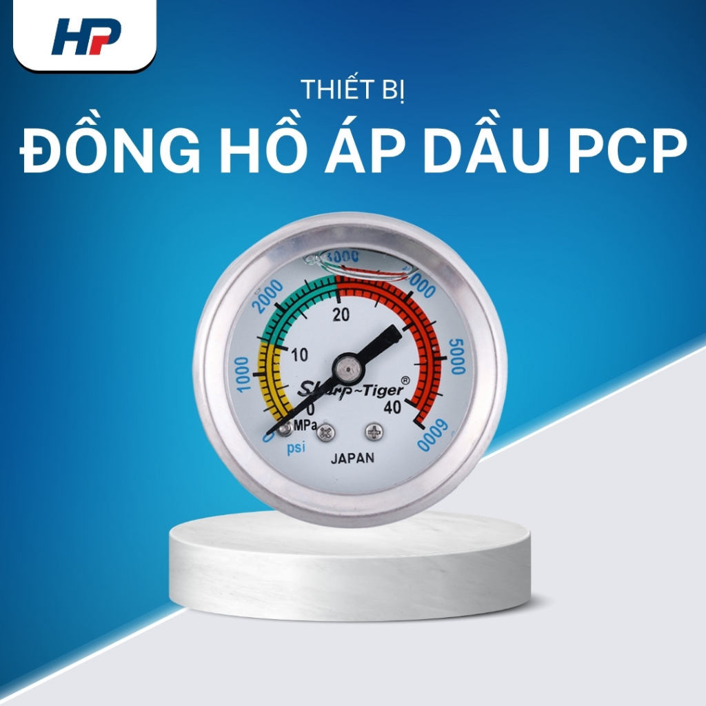 Đồng Hồ Đo Áp Suất Cao PCP – Mặt 45mm, Ren 13mm, Thép Không Gỉ, Đo 0~40MPa, Dành Cho Bơm Cao Áp & Bì