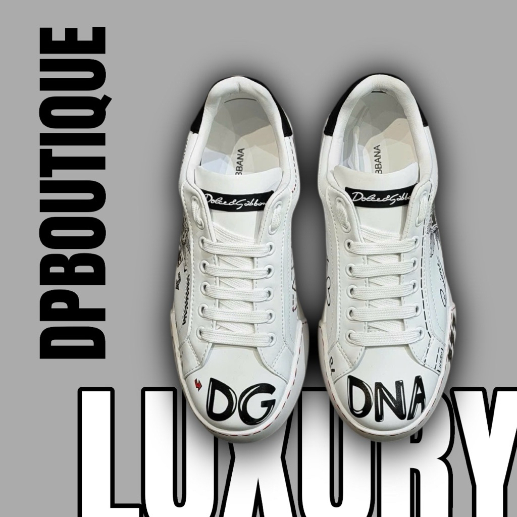 [ DPBoutique.hn ] - Giày Sneaker D.G Trắng Hoạ Tiết Chữ Đen Cao Cấp - Giày Sneaker D.G [ Full Box ]