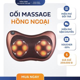 Gối Massage Hồng Ngoại 8 Bi 2 Chiều Cao Cấp - Máy, Gối Mát Xa Cổ Vai Gáy Chính Hãng Công Nghệ Nhật Bản, BH 12tháng GMX4