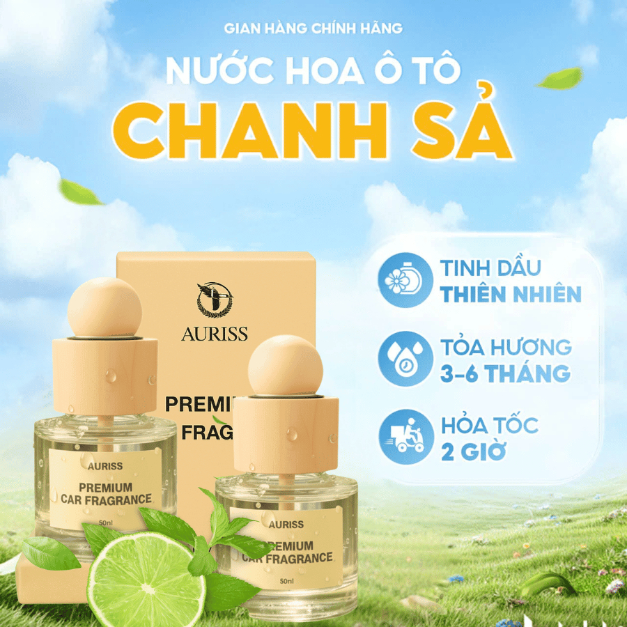 Nước hoa ô tô hương Chanh Sả lọ 50ML cao cấp LUXCAR