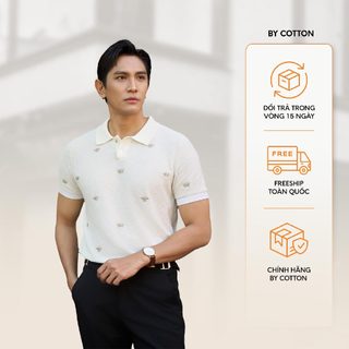  Áo Thun Polo Nam Dệt Kim Cao Cấp Trắng Thêu Bee – BY COTTON 