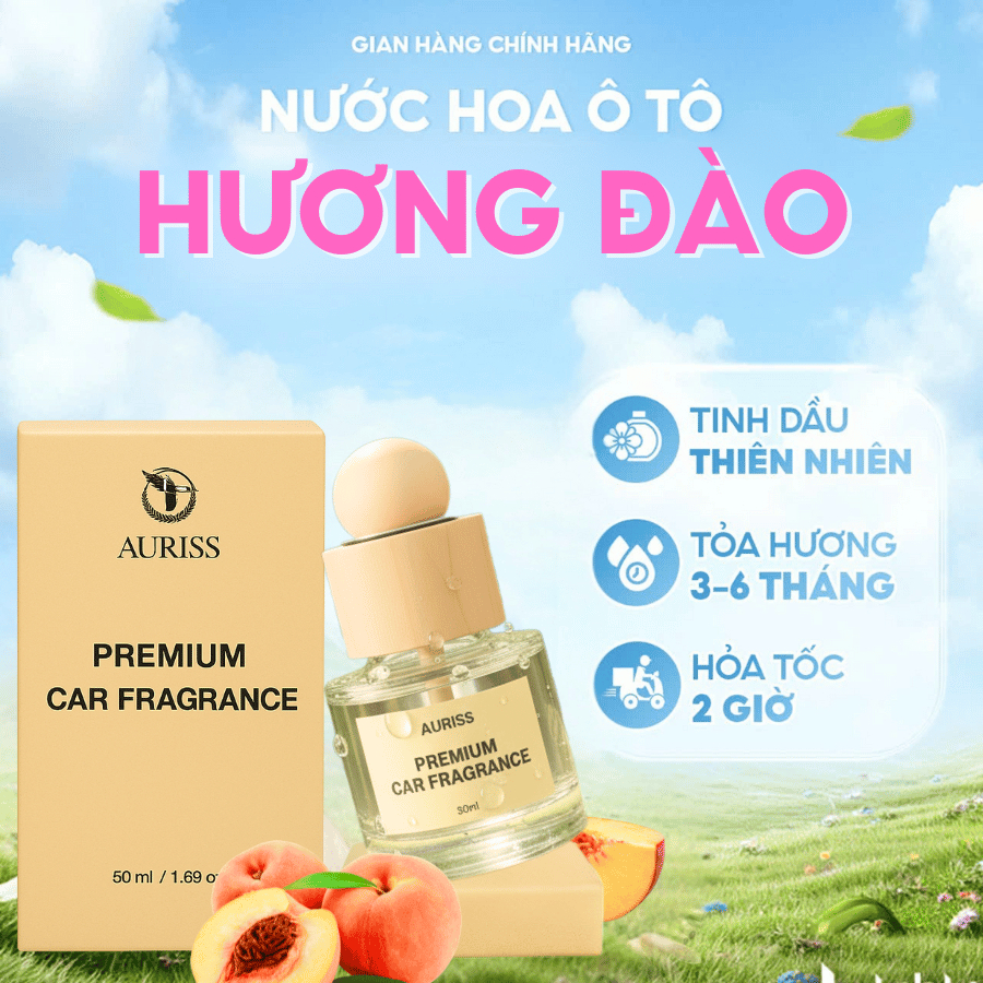 Nước hoa ô tô hương đào Lọ 50ml cao cấp. Nước hoa cao cấp khử mùi chống say xe, hương thơm dịu nhẹ