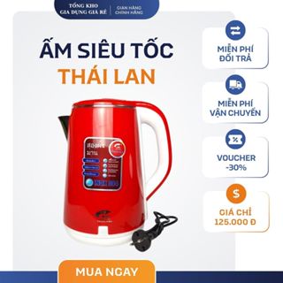Ấm Siêu Tốc JIPLAI THÁI LAN Cao Cấp 2.5L 2 Lớp Cách Nhiệt, Ấm Đun Siêu Tốc 2 Lớp Loại Lớn, Nồi Đun Nươc Tiện Lợi