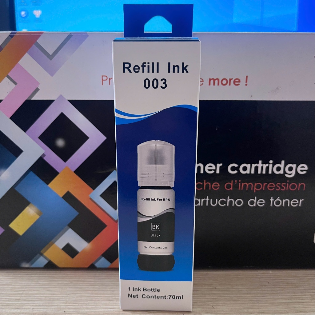MỰC IN EPSON 003BK – MÀU ĐEN (BLACK) – CHÍNH HÃNG REFILL INK CHO MÁY EPSON L3110 / L3150 / L5190 / L