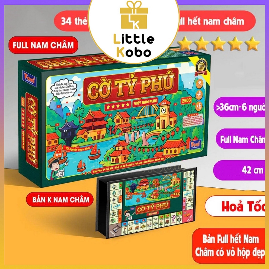 [Foxi] Cờ Tỷ Phú 42cm Có Nam Châm Chủ Đề Việt Nam Size Khổng Lồ Cờ Tỉ Phú Đồ Chơi Trí Tuệ Trẻ Em