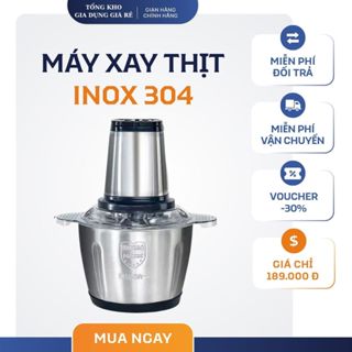 Máy Xay Thịt Cối Inox 4 Lưỡi Đa Năng, Công suất 250W- Máy Xay Sinh Tố Thực Phẩm 2l,Chất Liệu Inox 304 Chuẩn, Siêu Bén