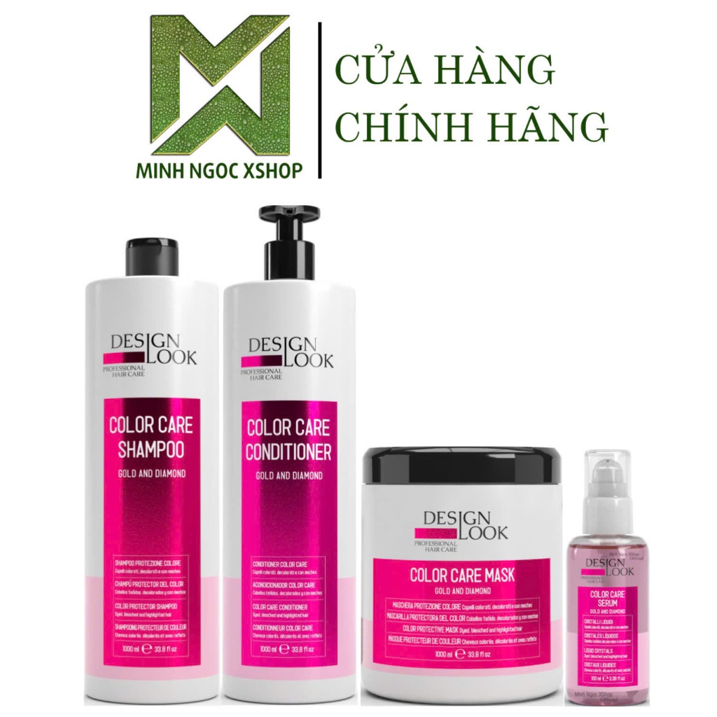 Bộ dầu gội xả, mặt nạ tóc, tinh dầu dưỡng phục hồi chăm sóc tóc nhuộm Design Look Color Care Gold An