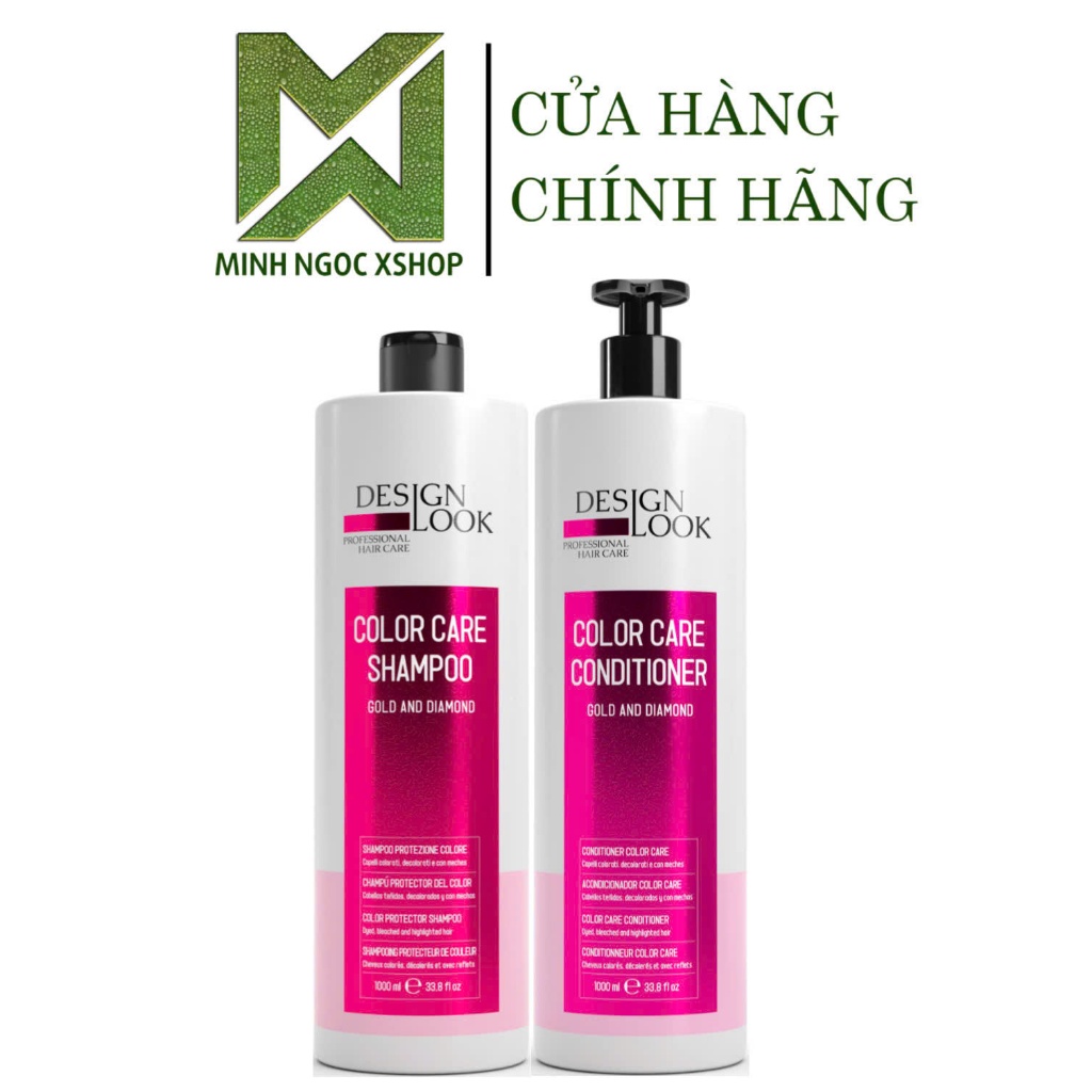 Dầu gội xả phục hồi chăn sóc tóc nhuộm Design Look Color Care Gold And Diamond 1000ML Chính hãng