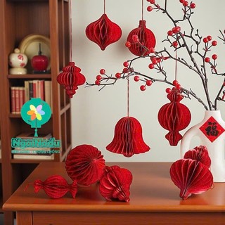 [Mẫu Mới] Đèn lồng chuông,giọt nước- QUẢ CẦU GIẤY XẾP trang trí TẾT, tiệc cưới,sinh nhật,Noel.Giáng sinh,quán cà phê