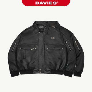  Áo khoác bomber croptop nhiều túi DAVIES logo inox cổ bẻ bo chun dù da túi hộp tay áo Double Box Bomber Jacket | D-AK8 