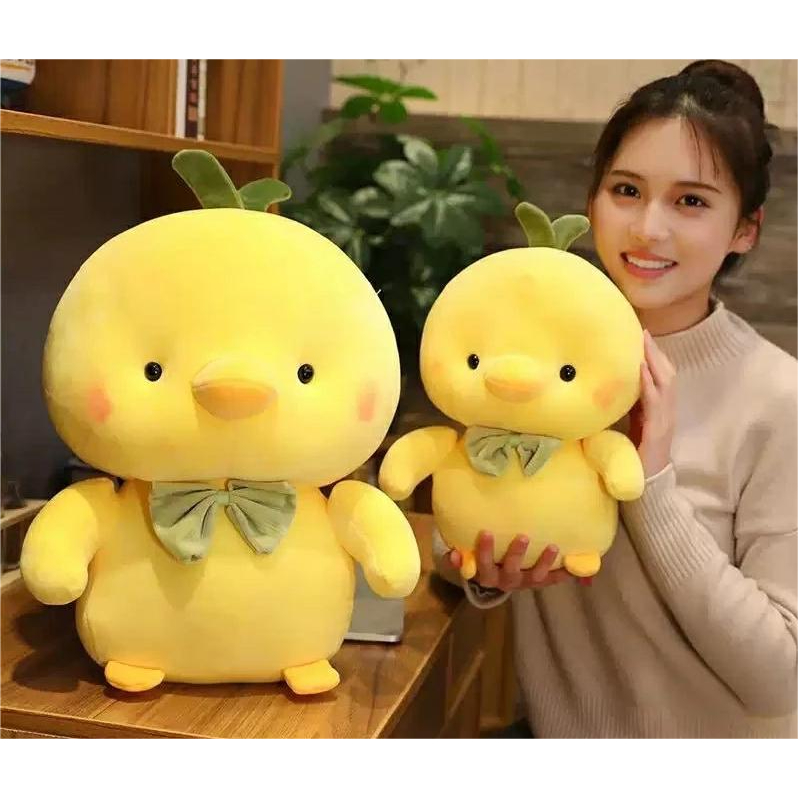 Gấu Bông Gà Nơ Bông Siêu Dễ Thương Mềm Mịn - Thú Nhồi Bông Hình Con Gà Gấu Bông Hama