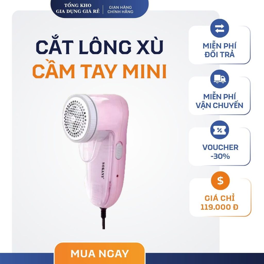 Máy cắt lông xù quần áo mini SOKANY dùng điện cắt siêu bén siêu bền tiện lợi, Tặng Kèm Lưỡi Dao Thay Thế GDTL
