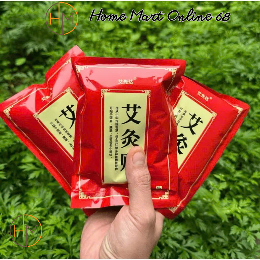 HM68586 Gói 50 miếng cao dán ngải cứu đỏ giảm đau vai gáy, nhức mỏi cơ thể thảo dược lành tính HM68
