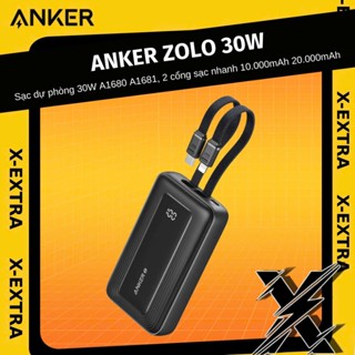  Pin Sạc Dự Phòng Anker Zolo 30W A1680 A1681 2 Cổng Sạc Nhanh 10.000mAh 20.000mAh Tích Hợp Sẵn 2 Cáp USB-C & L 