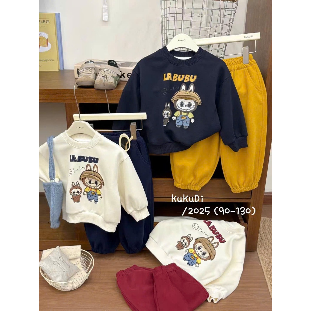 Bộ cotton da cá in hình Labubu