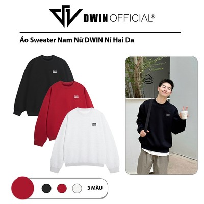 Áo sweater nỉ hai da DWIN basic form rộng unisex nam nữ Local Brand Bản Premium SW02A
