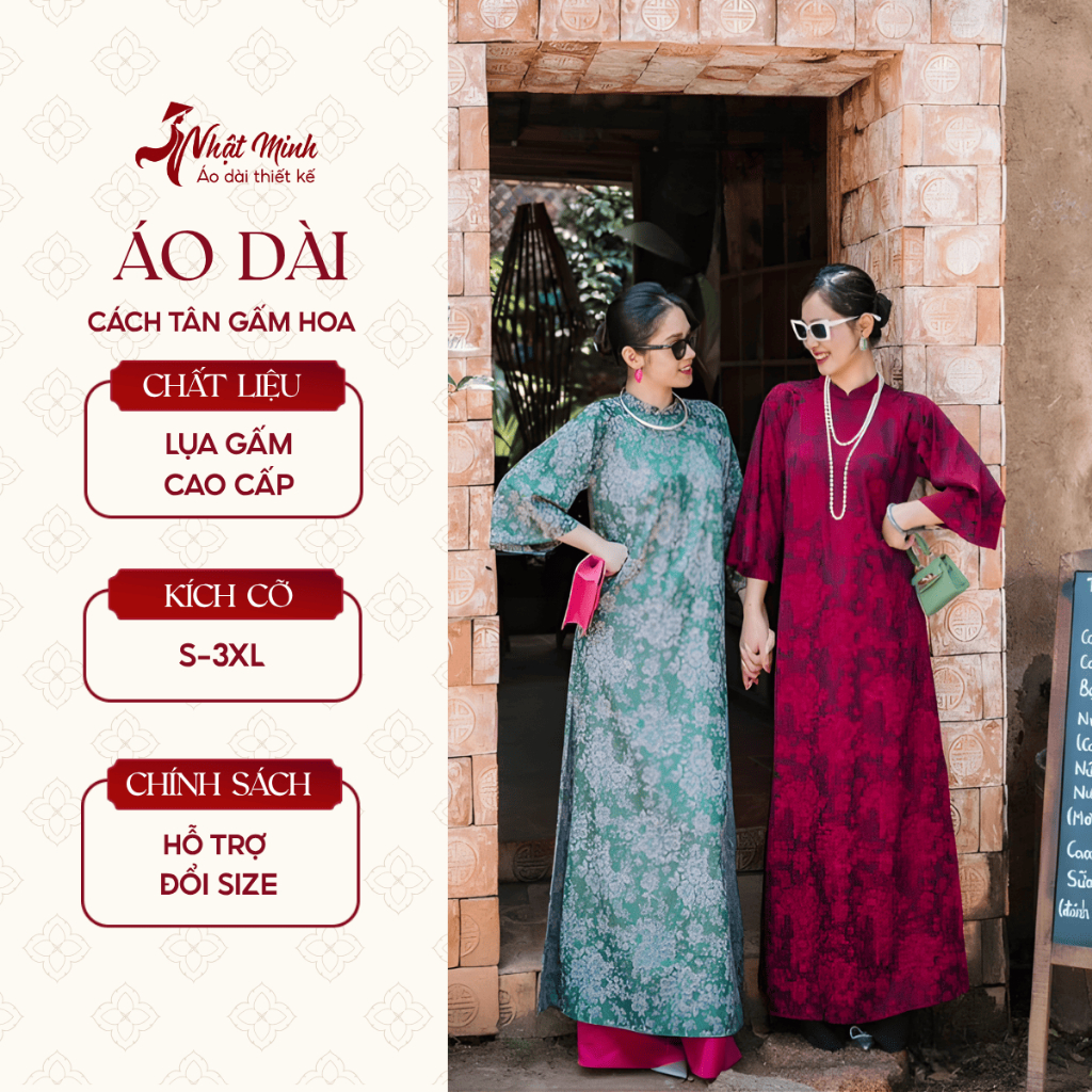 ÁO DÀI CÁCH TÂN GẤM HOA