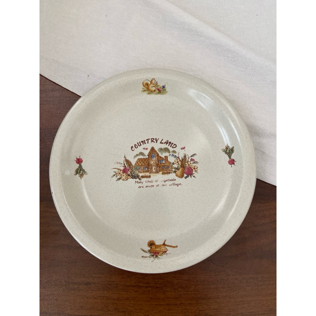 Đĩa Alaco Đĩa Men Tiêu Country Land Gốm Nhật 2hand