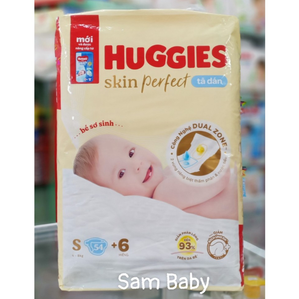 Tã dán sơ sinh Huggies Newborn NB70/S54+6 miếng mới (Bé 4-8kg)
