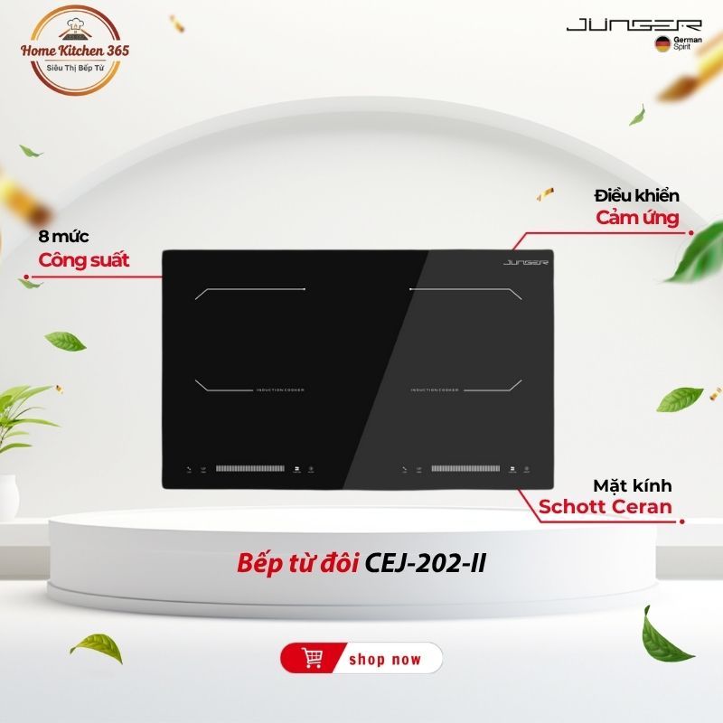 Bếp Điện Từ Đôi Junger CEJ-202-II – Cảm Ứng Thông Minh, Thiết Kế Sang Trọng, Hiệu Suất Cao