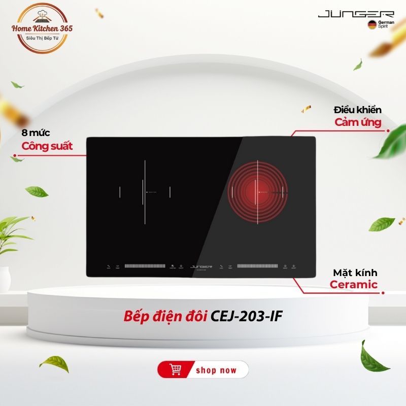 Bếp Điện Đôi Junger CEJ-203-IF – Kết Hợp Từ Và Hồng Ngoại, Đa Năng, An Toàn Tuyệt Đối