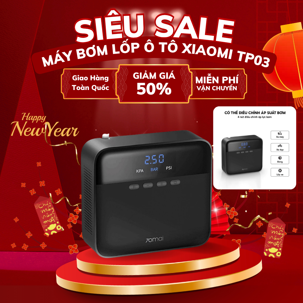 Máy Bơm Lốp Xe Ô Tô Mini Tự Động Xiaomi 70mai TP03