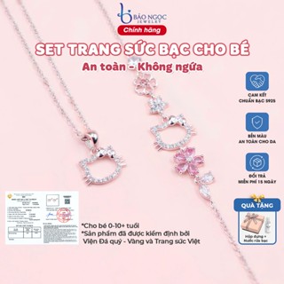  Set trang sức bạc 925 cho bé Dây chuyền Lắc tay bạc Hello Kitty dễ thương an toàn cho bé - LT3104 