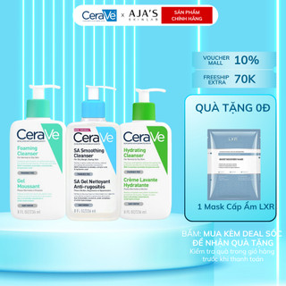  Sữa rửa mặt CeraVe Foaming Hydrating SA Smoothing Cleanser cho da dầu khô nhạy cảm 88ML 236ML 473ML - ajaskinlab 