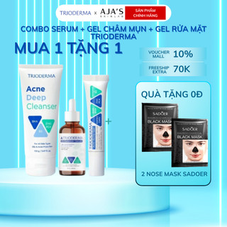 Combo Gel Rửa Mặt + Serum + Gel mụn Trioderma – Routine 3 bước làm sạch & hỗ trợ giảm mụn