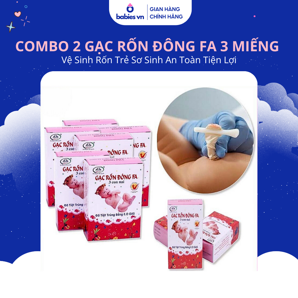 Combo 2 Gạc Rốn Đông Fa 3 Miếng Cho Trẻ Sơ Sinh Vệ Sinh Rốn Bé An Toàn Tiện Lợi