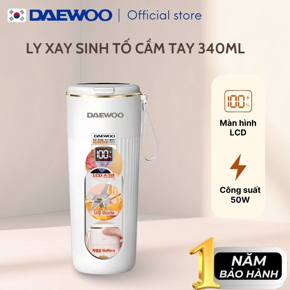  Ly Xay Cầm Tay DAEWOO DWBL-3424  340ml  Ly Xay Sinh Tố Trái Cây Mini tiện lợi mạnh mẽ 