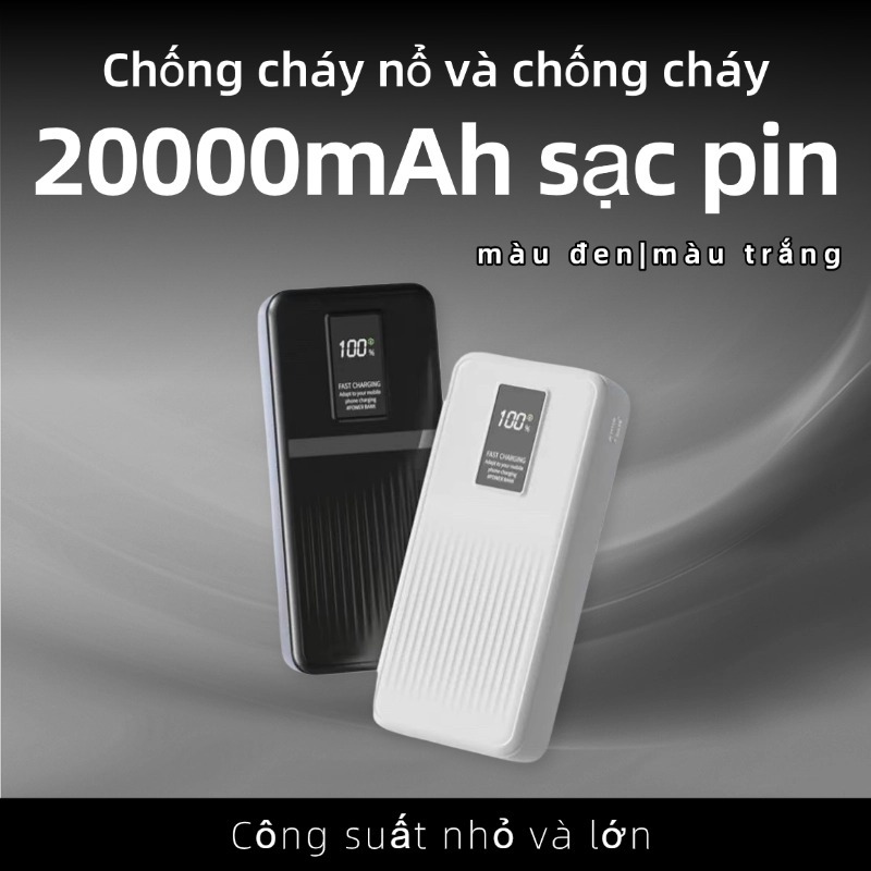 sạc dự phòng 20000mah Hai dây sạc nhanh có thể sạc hai thiết bị cùng một lúc, màn hình led hiển thị mức điện