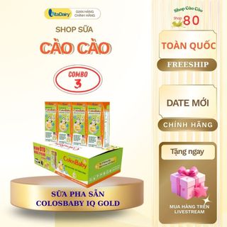 Combo 3 thùng Sữa uống dinh dưỡng Pha sẵn ColosBaby IQ Gold thùng 48 Hộp cho bé Vitadairy-Chính Hãng