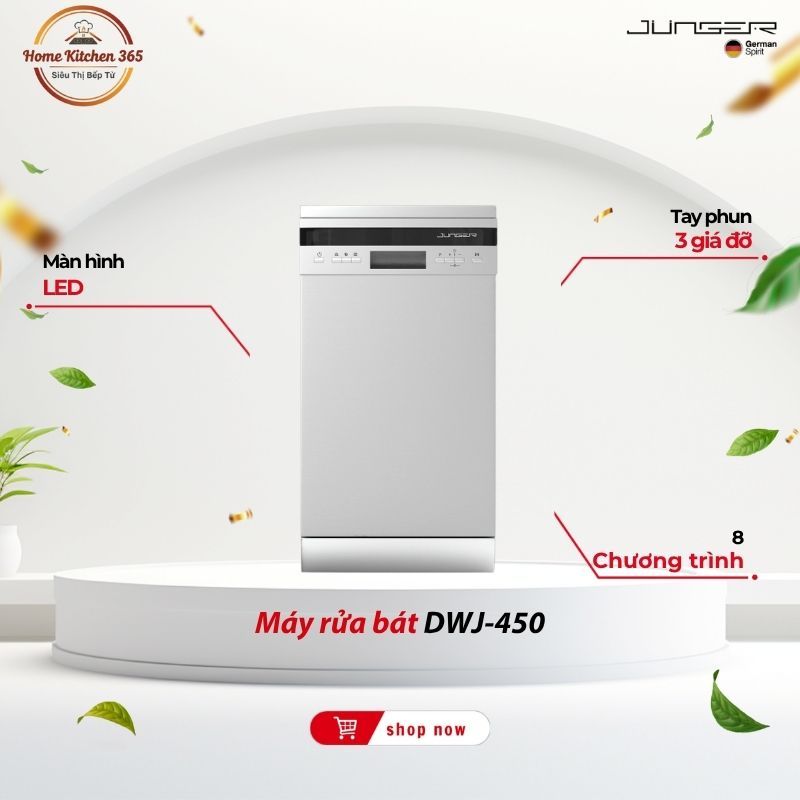 Máy Rửa Bát Junger DWJ-450 – Hiệu Suất Mạnh, An Toàn, Sang Trọng Cho Gia Đình