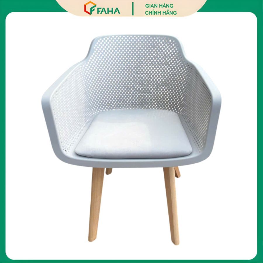 Ghế Cafe Nhựa Lỗ Mặt Nệm Chân Gỗ - Thoải Mái, Hiện Đại Cho Cafe, Nhà Hàng & Phòng Ăn 45x54x81cm