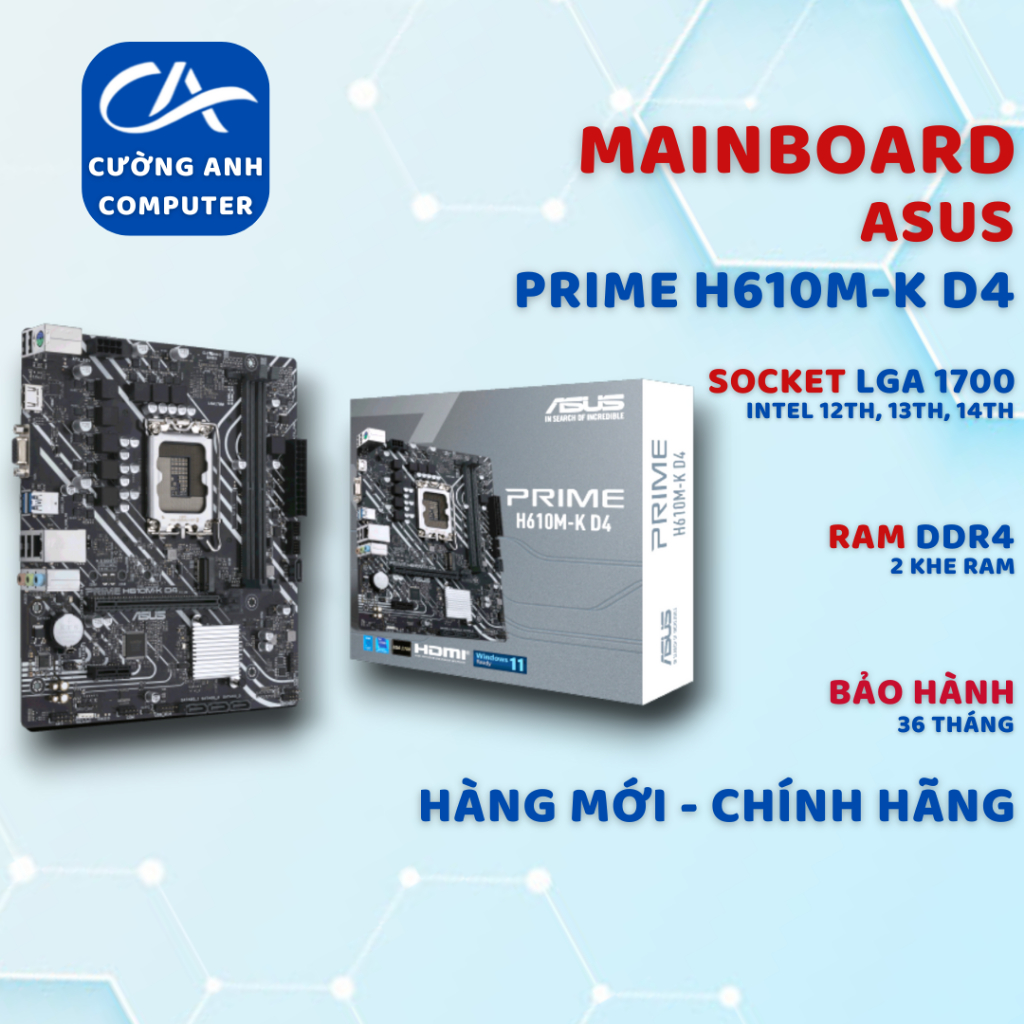 Mainboard ASUS PRIME H610M-K D4. Hàng mới chính hãng