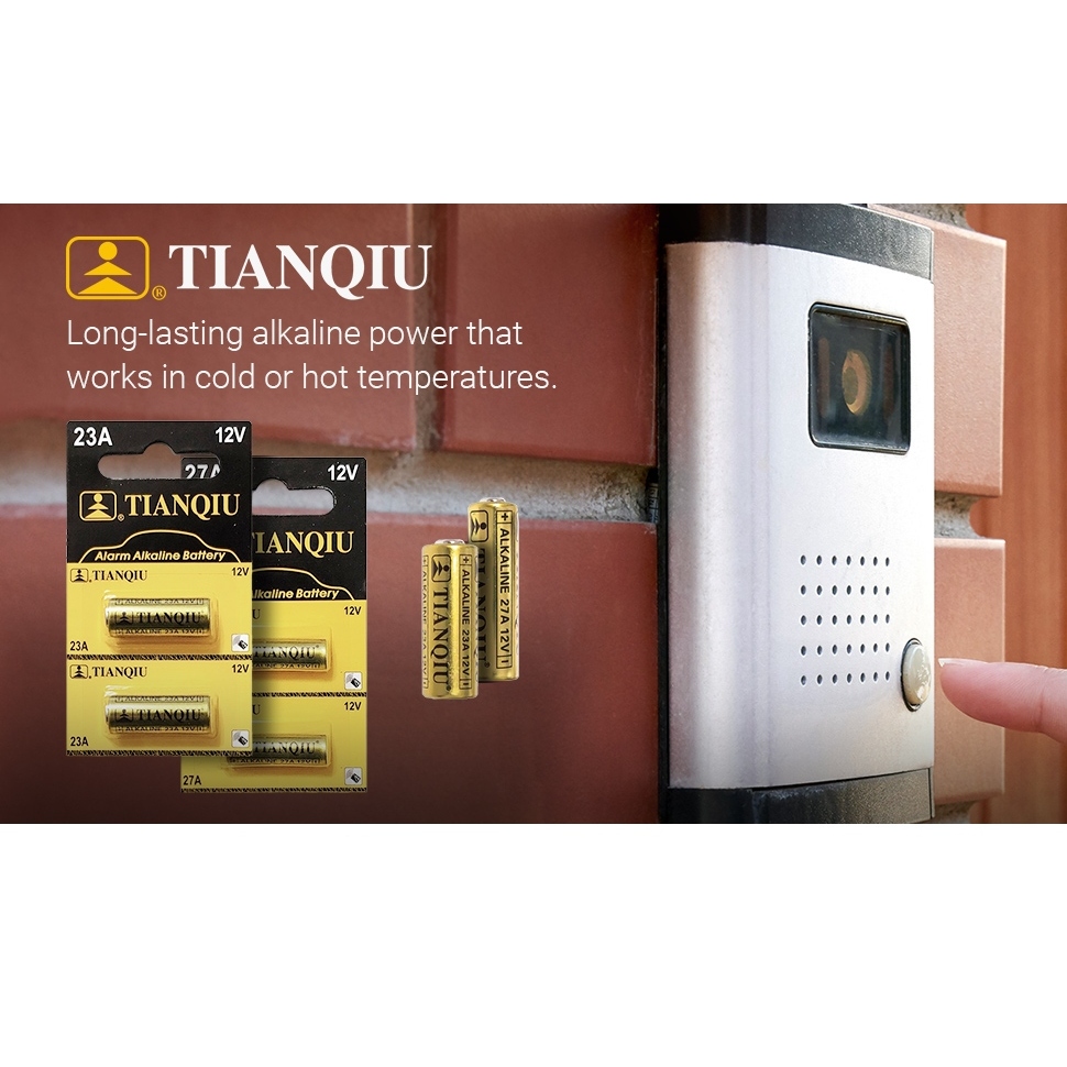 Pin kiềm A23 12V Tianqiu là loại pin kiềm (Alkaline) điện áp 12V