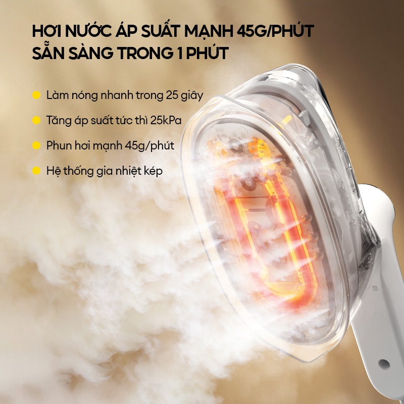 Bàn ủi hơi nước Deerma GT01 đa năng ủi khô và ủi hơi nước 2in1 kiểm soát gia nhiệt thông minh - Bảo hành 12 tháng | BigBuy360 - bigbuy360.vn