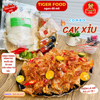  COMBO CAY XỈU Bánh Tráng Trộn TIGER FOOD Set Bánh Tráng Phơi Sương Trộn Muối Sặc Ớt Rim Hành Phi Dầu Tỏi Tắc Siêu Cay 