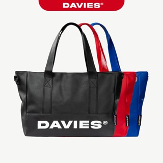 Túi tote da đeo chéo in chữ DAVIES xanh, đỏ, đen vừa laptop 14inch có dây tháo rời cỡ vừa 2 mặt Medium Leather | D-B70
