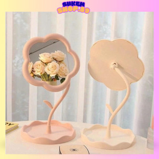  Gương để bàn trang điểm mini gương hình bông hoa trang điểm dễ thương cầm tay sukem.shop89  