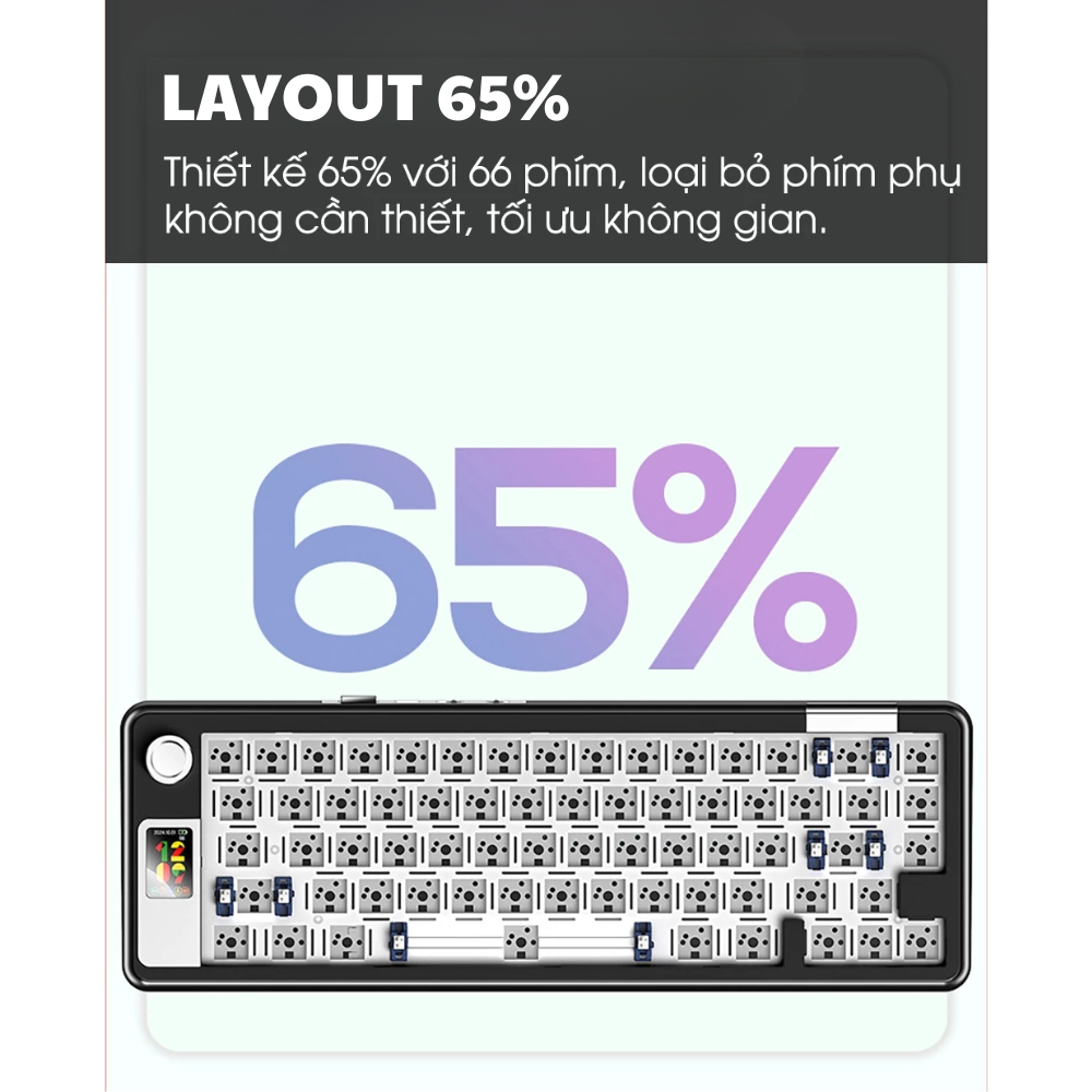 Case bàn phím cơ không dây YINDIAO Y65S - Led RGB - 3 mode kết nối - Màn TFT - Hotswapable - APP - Mạch xuôi - Núm xoay | BigBuy360 - bigbuy360.vn
