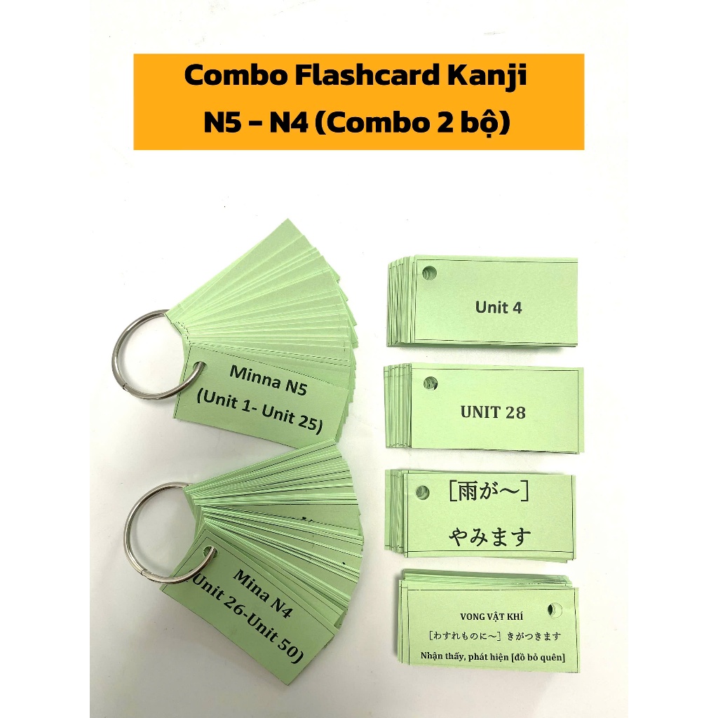 Combo Bộ Flashcard Học Kanji - Từ Vựng N5 - N4 Combo 2 bộ ( Bản mới nhất )
