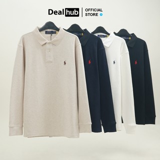  Áo Polo Tay Dài Ralph Lauren Vải Dệt Kim Cotton-Knit Nhung Tăm Thêu Ngựa Cổ Trụ Nhãn Dệt RL Form Classic 